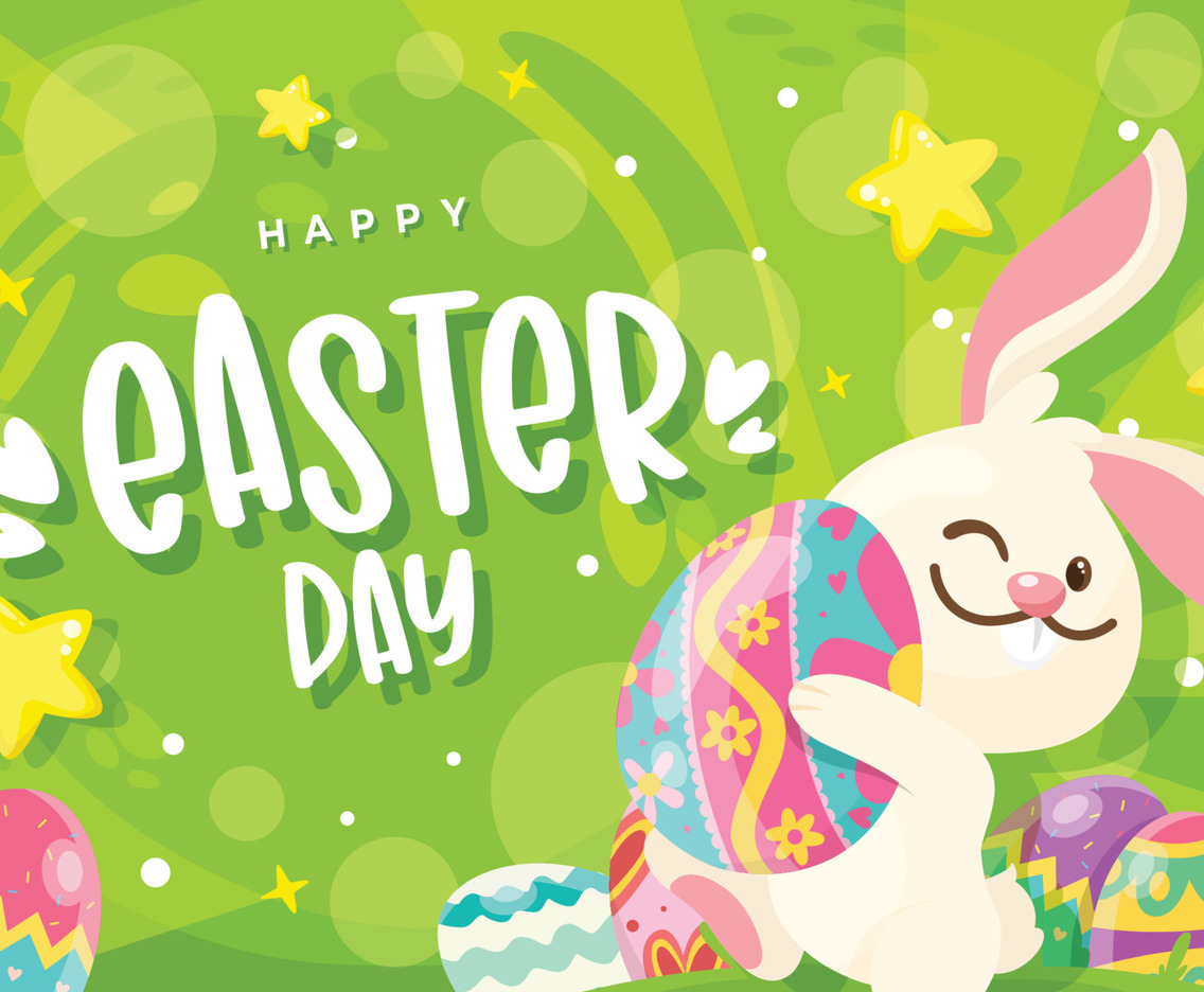 Cute Rabbit Hold Easter Egg with Green theme