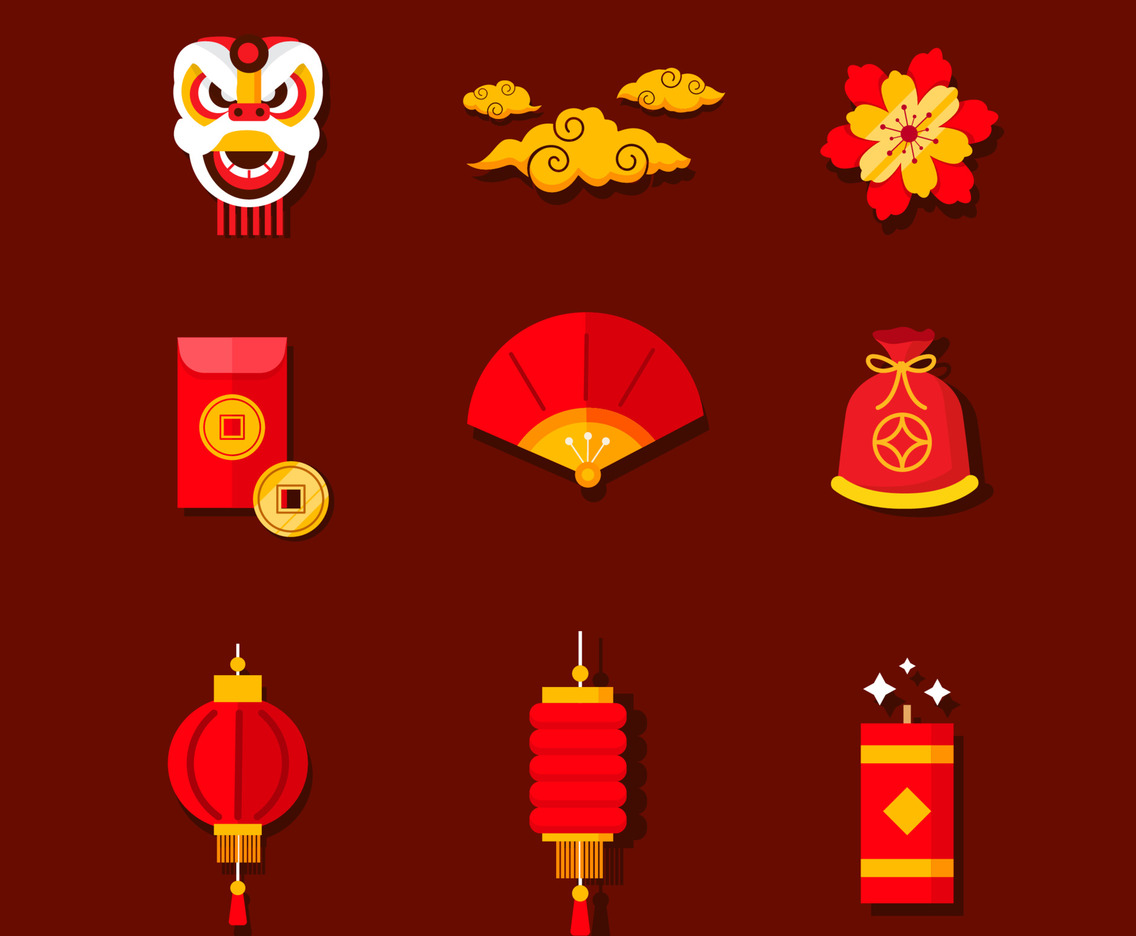 Happy Chinese New Year Flat Icon Collection