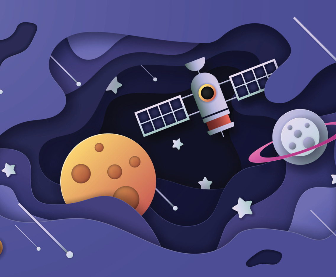 Space Paper Cut Style Background