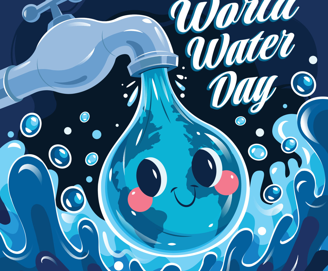 World Water Day Concept with Cartoon Water Earth