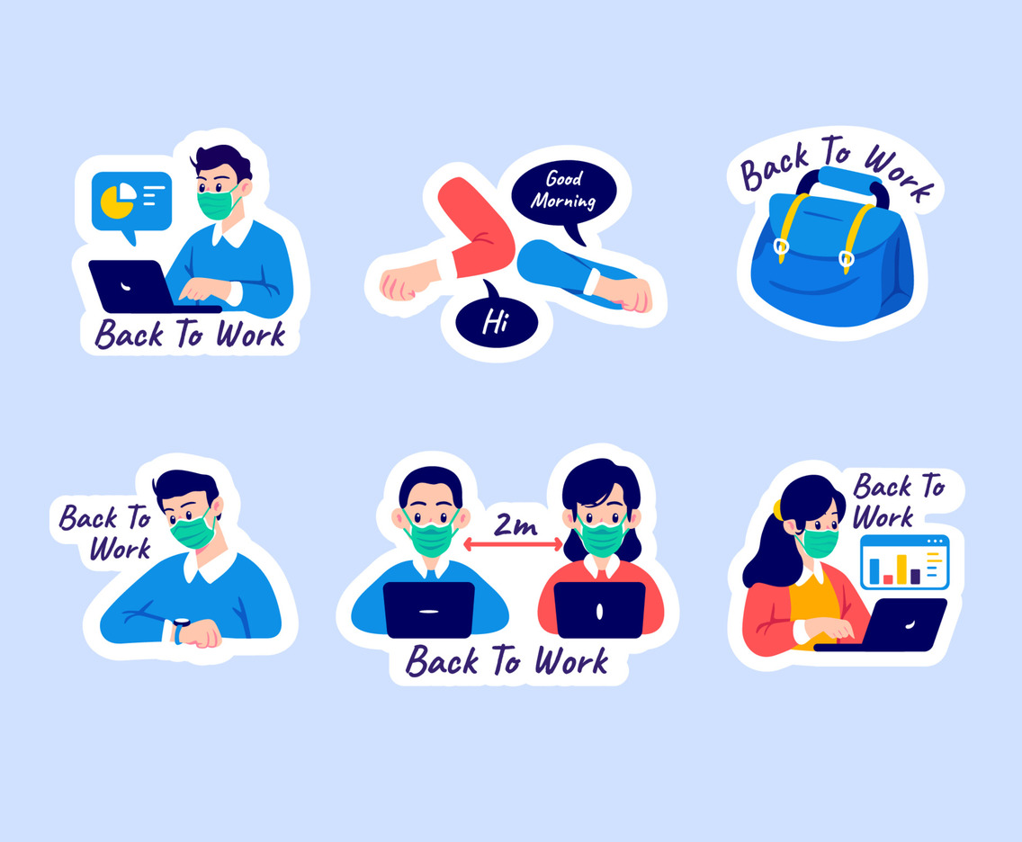 Back to Work New Normal Sticker Set