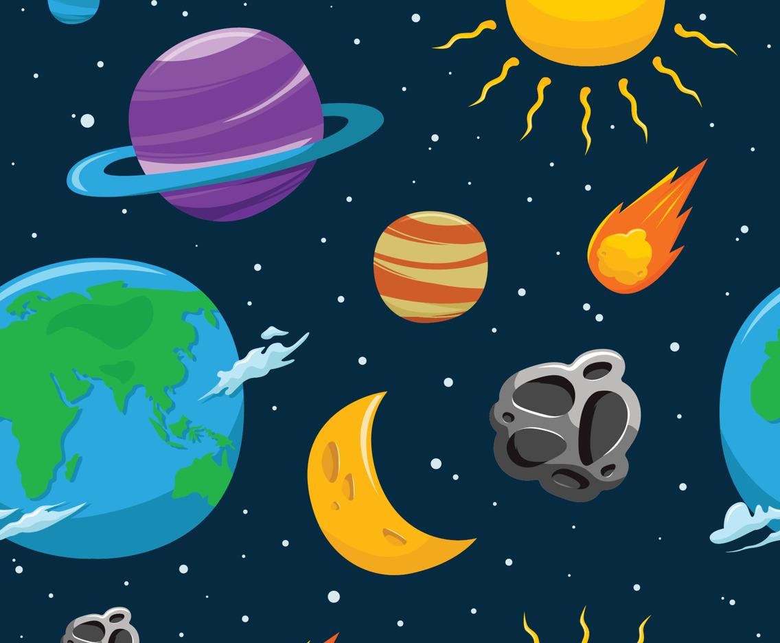 Celestials Bodies Space Object Seamless Pattern