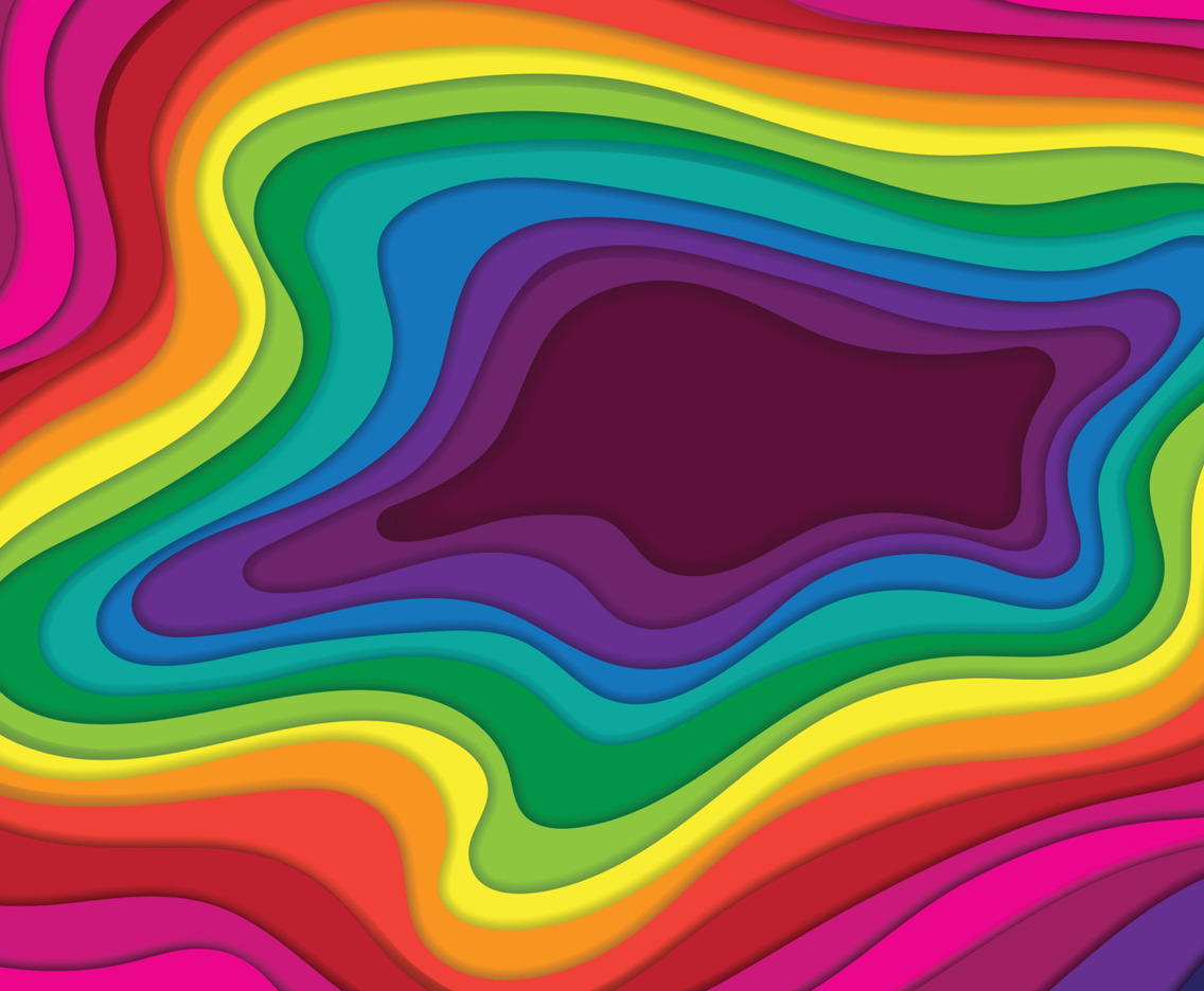 Rainbow Wave Papercut Style