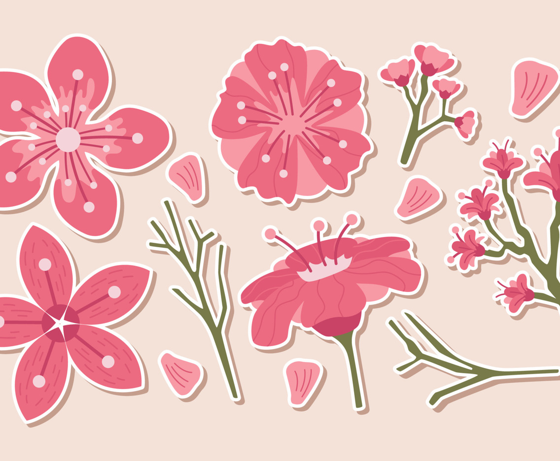 Spring Cherry Blossom Stickers for Journal Notes