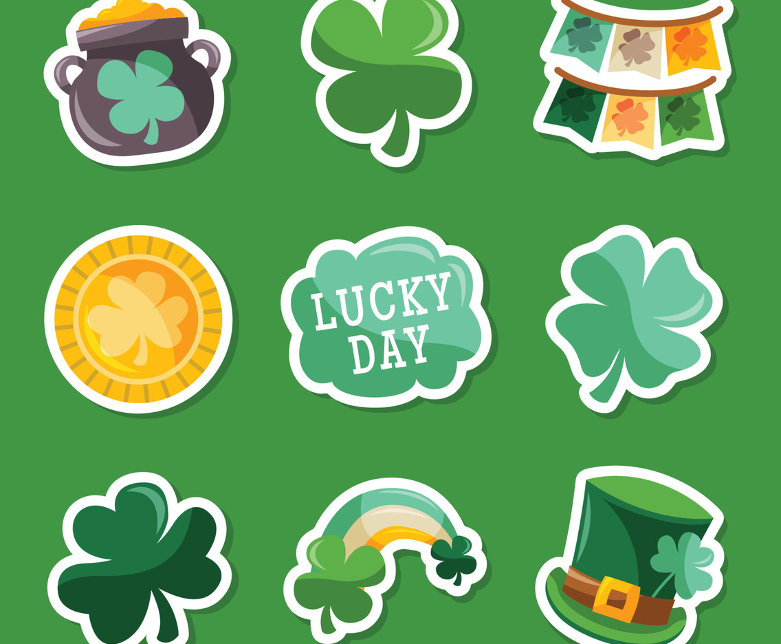 Happy St Patrick's Day Shamrock Sticker Pack