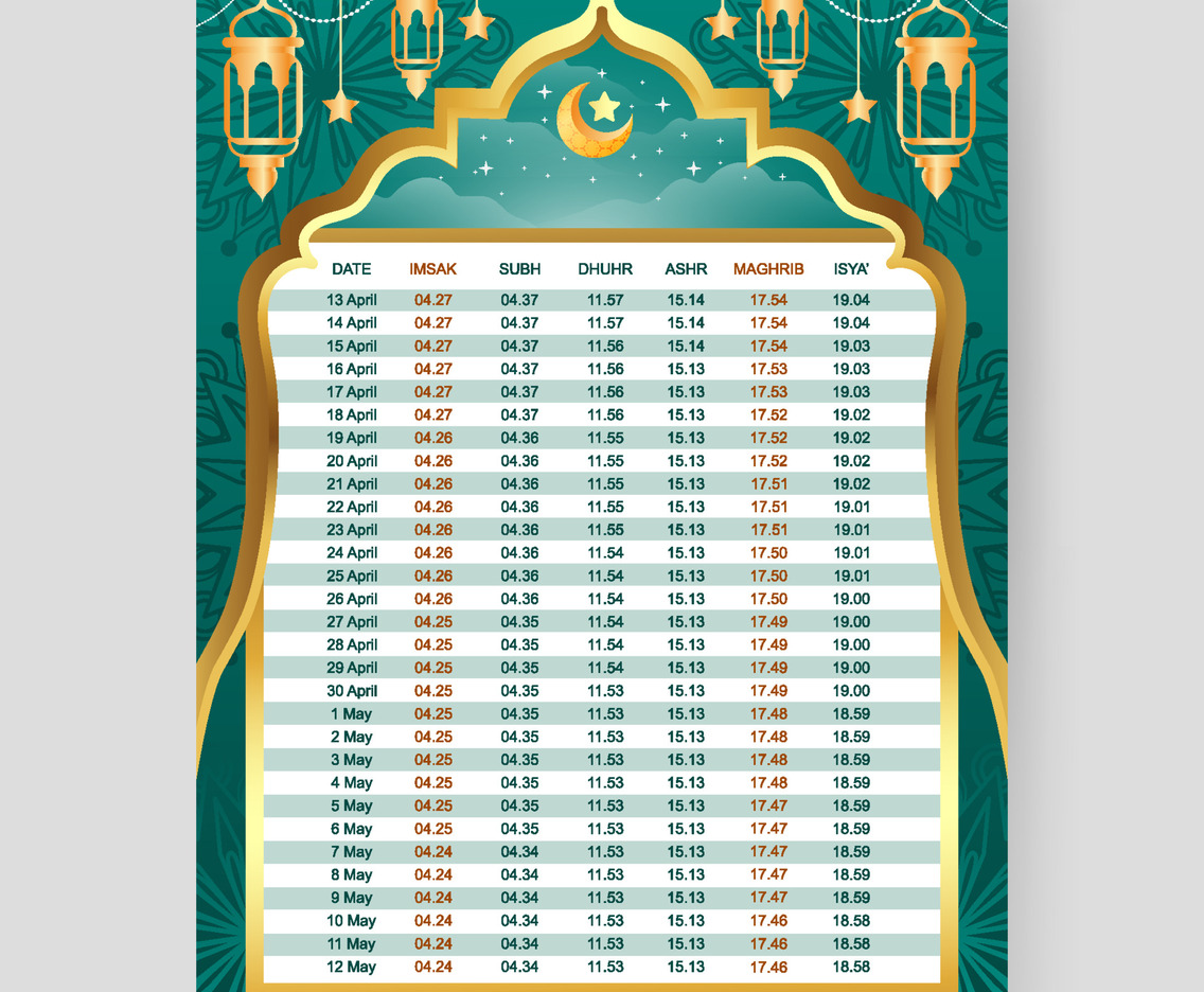 Ramadan Month Calendar 2022