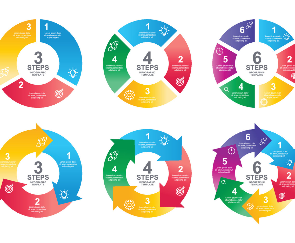 Circular Steps Infographic With Gradient Element Collection