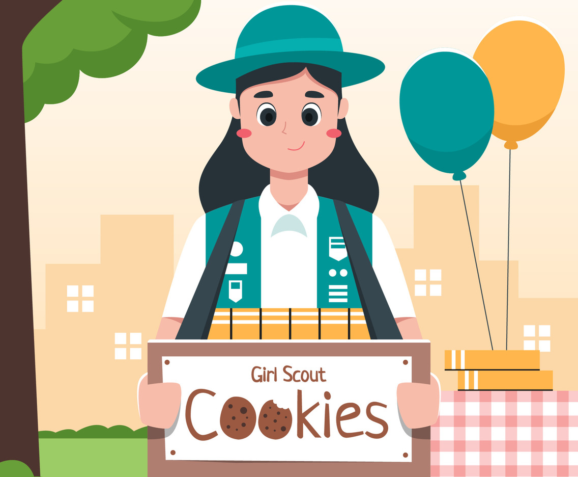 Girl Scout Selling Cookies
