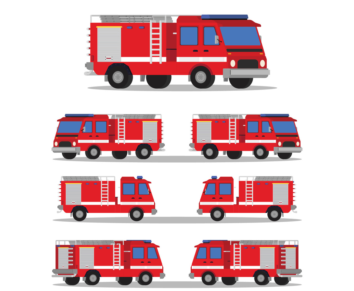 Fire Truck Rescue in Flat Style Vector Illustration