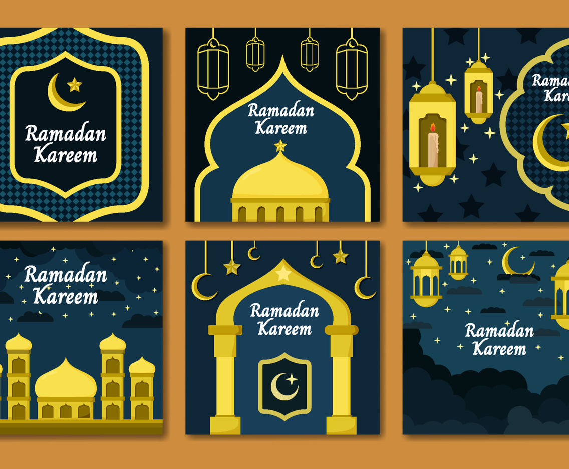 Collection Set of Flat Ramadan Month Social Media