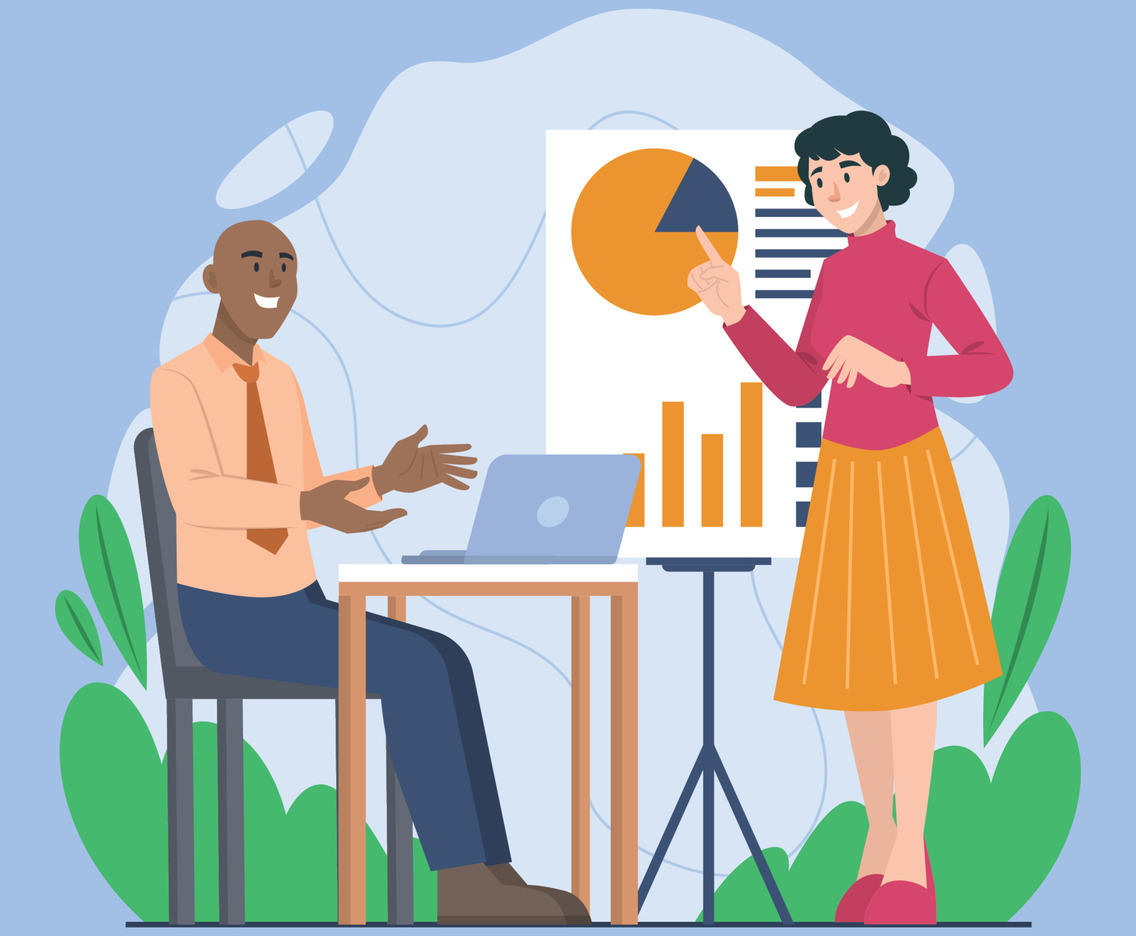 Women Show Presentation To Her Client