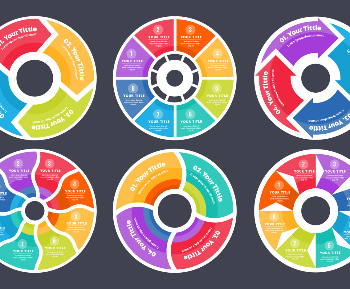 Circular Steps Infographics With Gradient Elements And Alternative Designs For Business