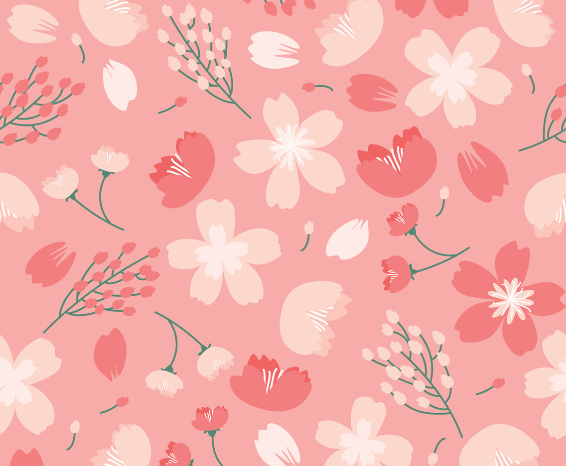 Spring Cherry Blossom Seamless Pattern