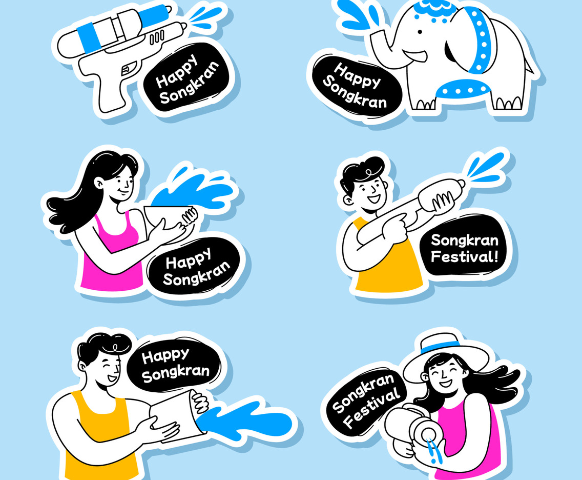 Songkran Festival Sticker Set
