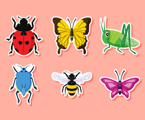 Cute Bugs And Insects Sticker Set