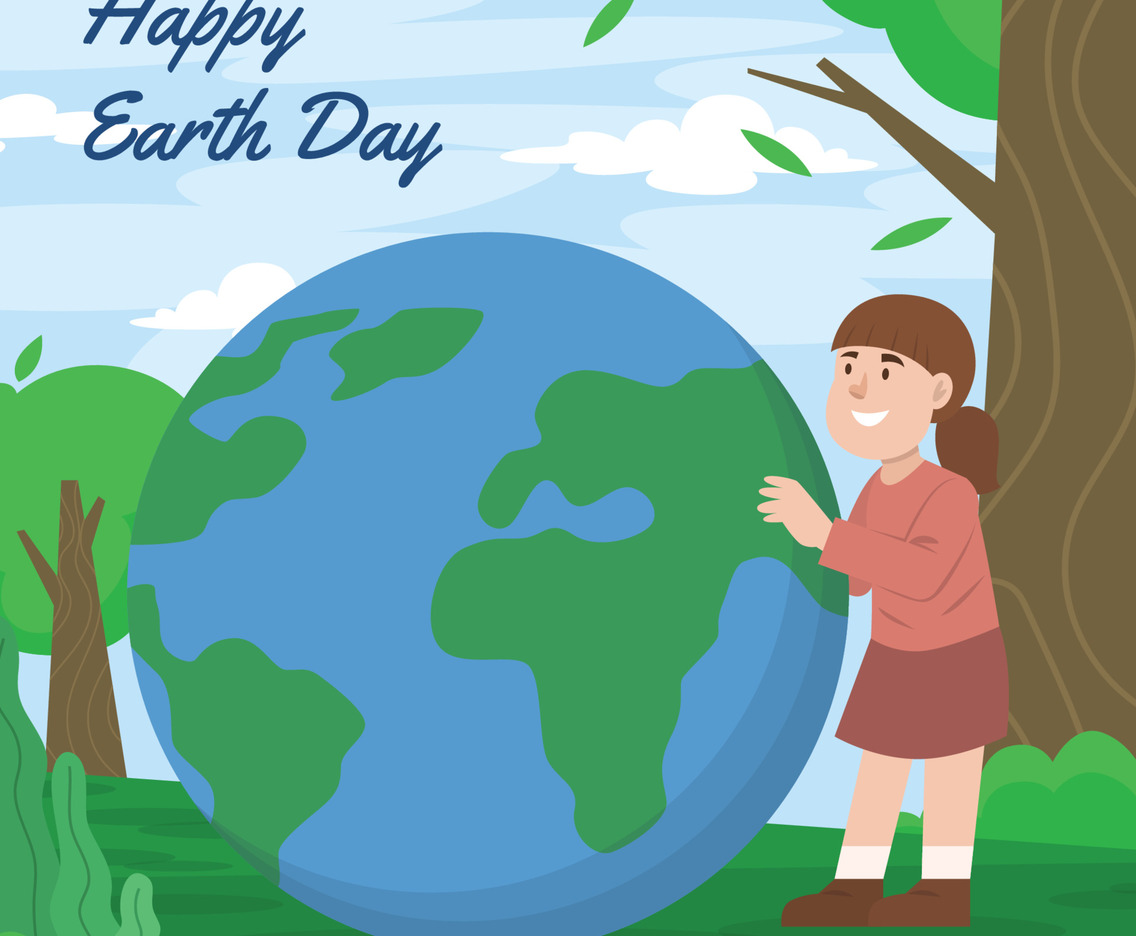 A Girl Hug the Globe