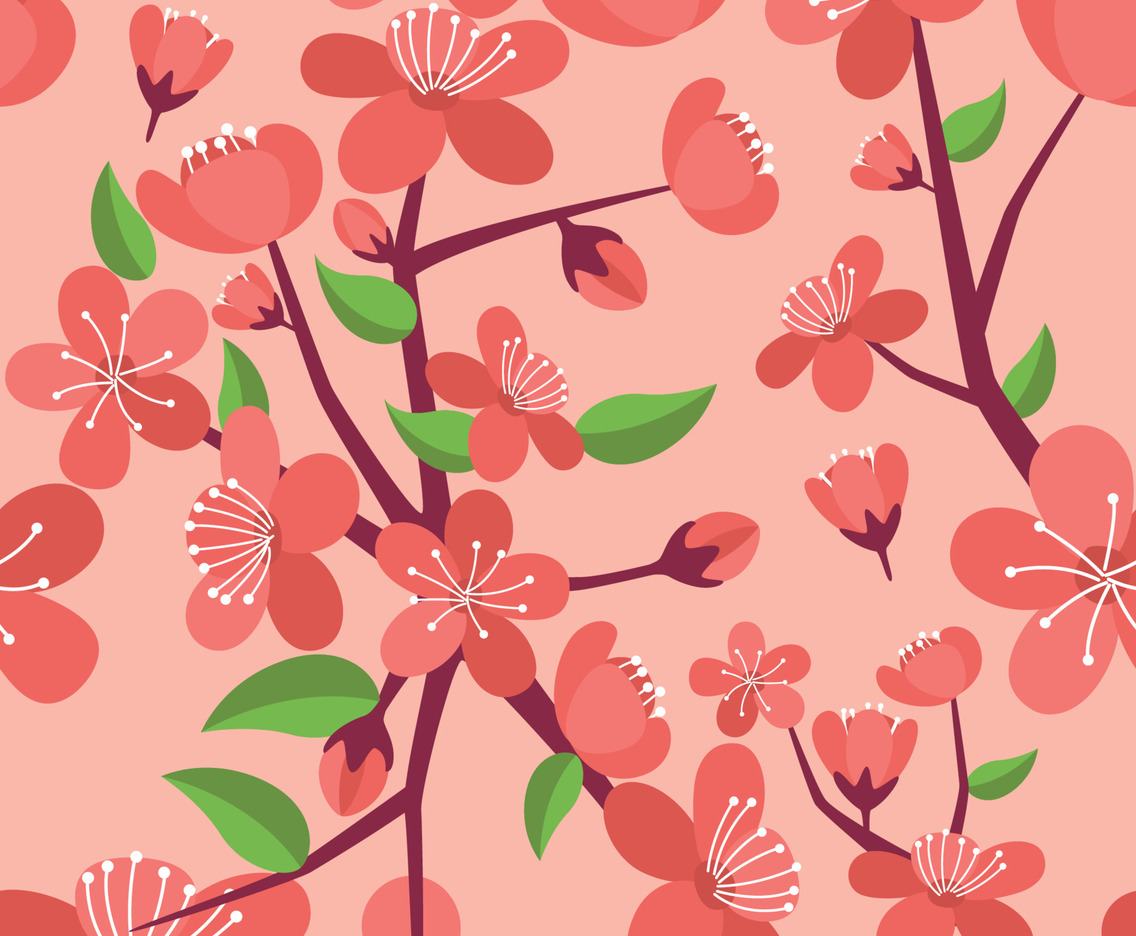 Cute Cherry Blossom Seamless Pattern
