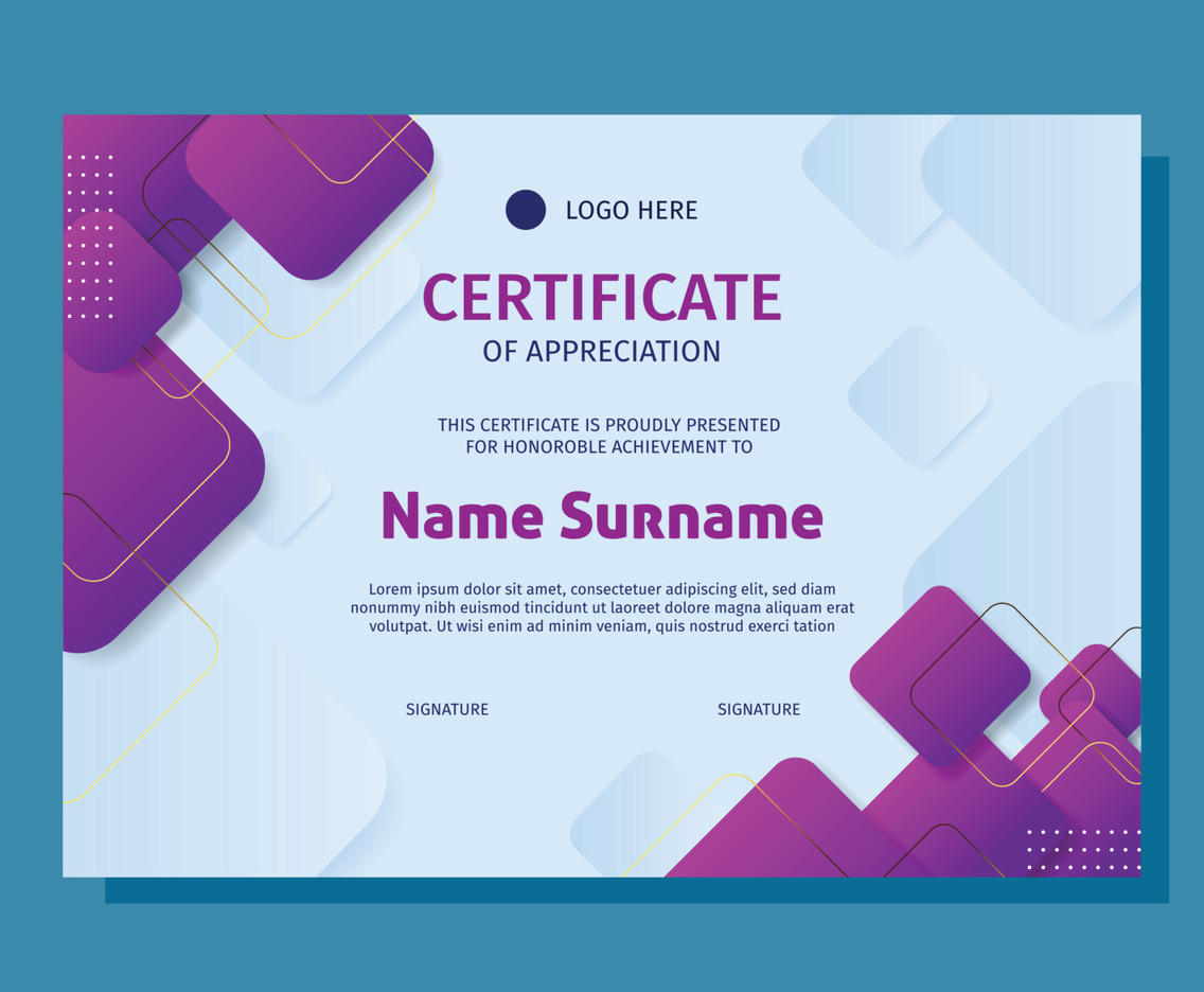 Modern Purple and Gold Certificate Template