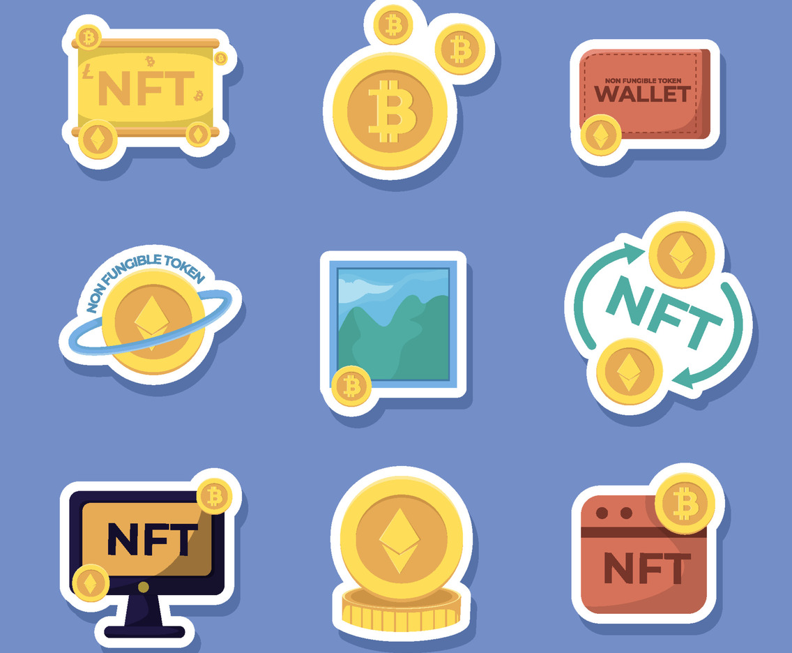 Non Fungible Token Set Sticker Element