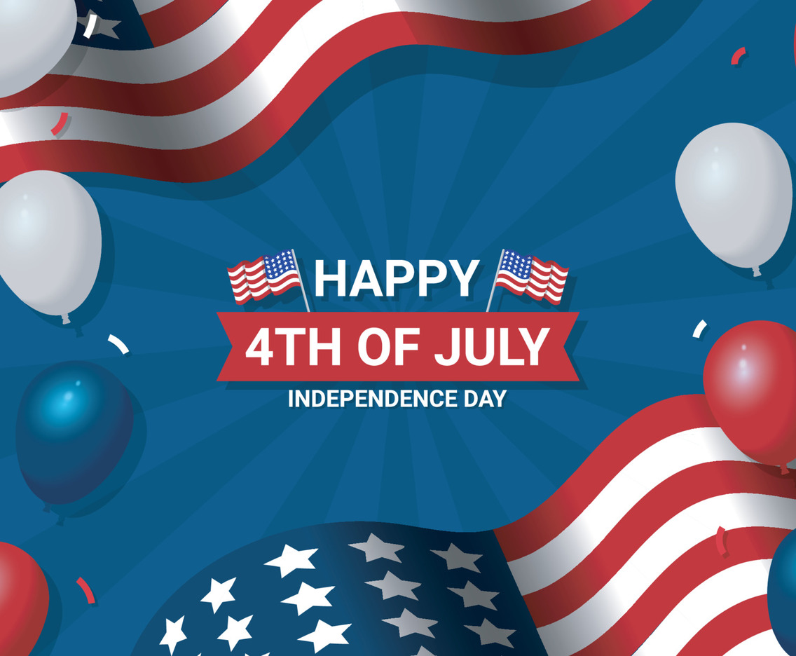 USA 4th of July Background with Flags and Balloons
