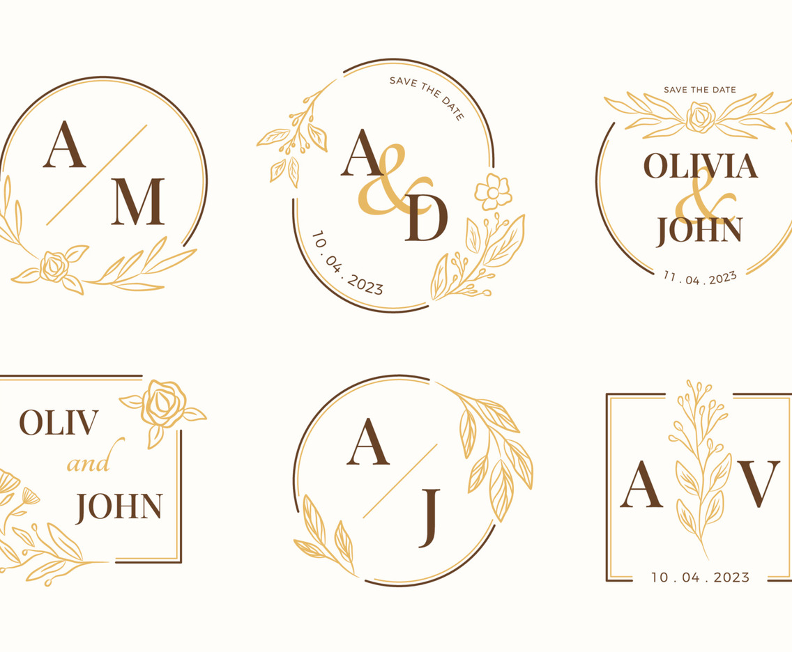 Hand Drawn Wedding Monogram Logo Collection