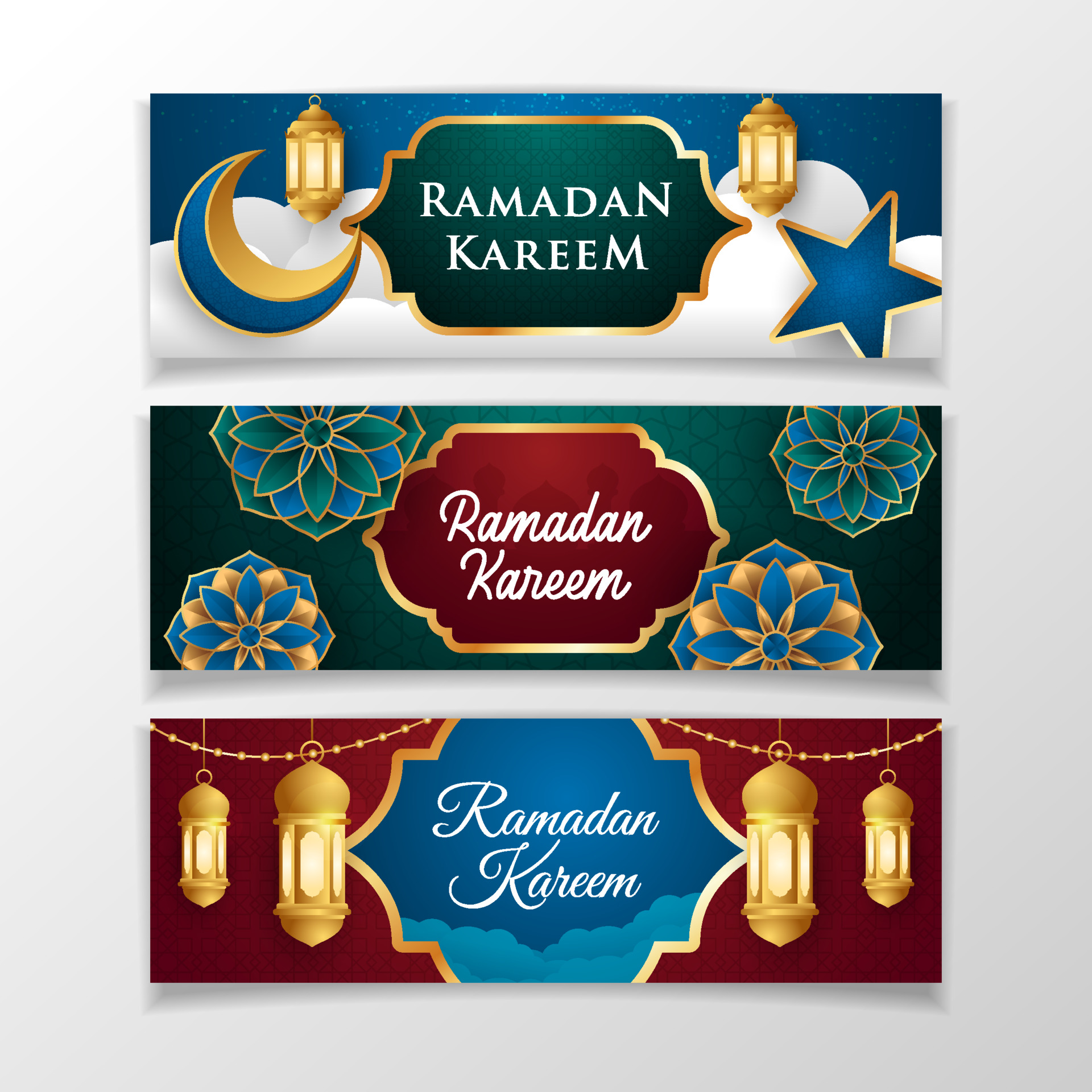 Ramadan Kareem and Idul Fitri Banner Template Set