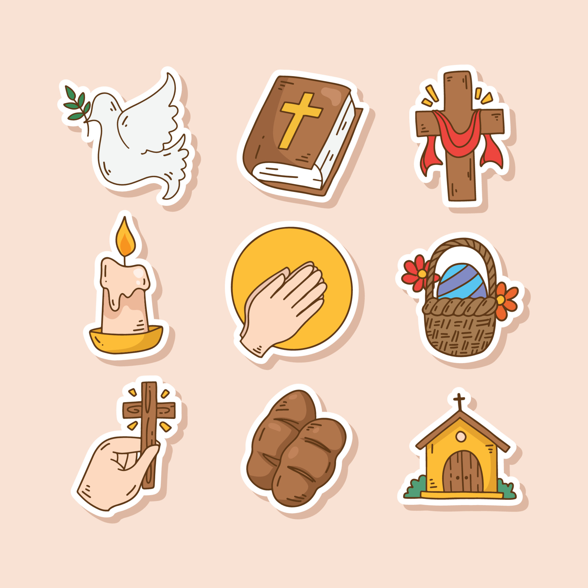 Collection of Hand Drawn Easter Elements Sticker
