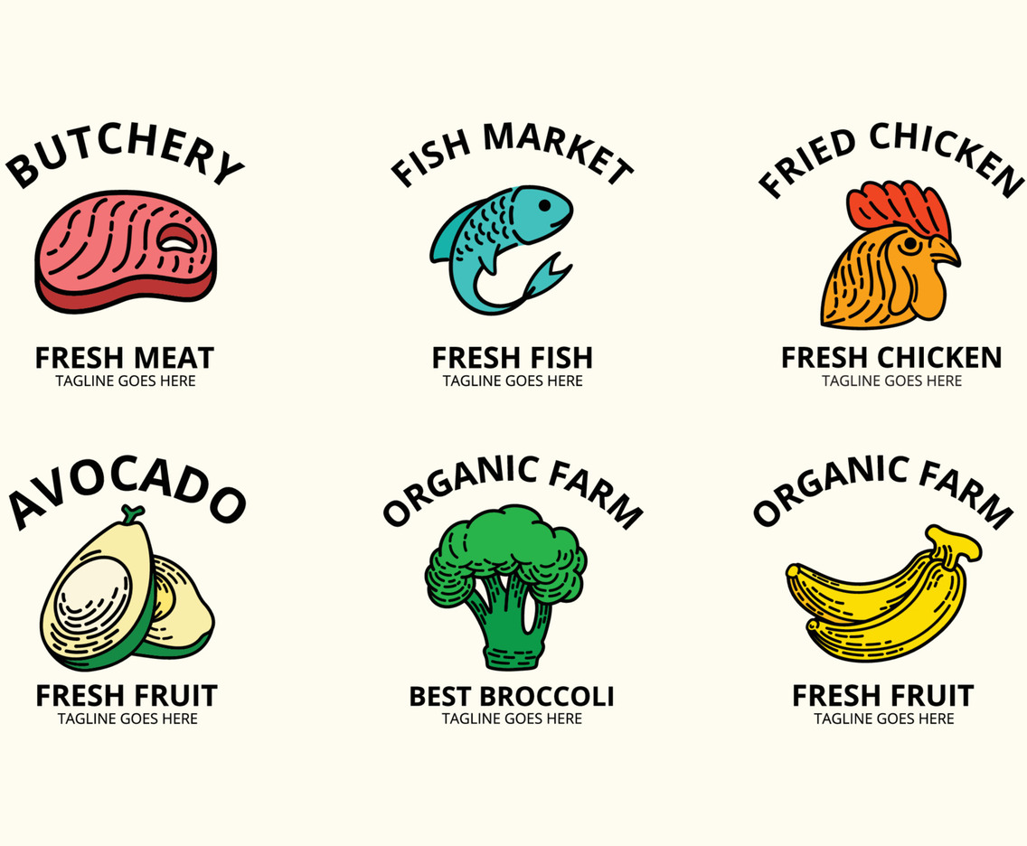 Groceries Logo Set
