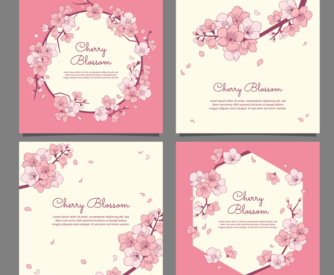 Beautiful Cherry Blossom Hand Drawn for Social Media Template