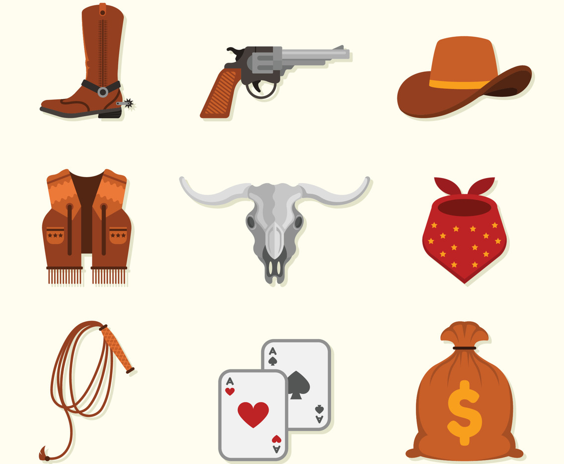 Set Of Cowboy Element Icons