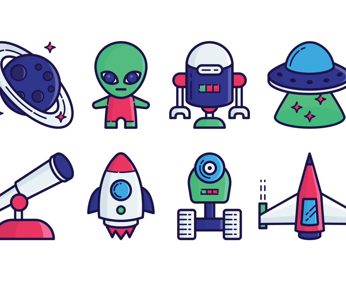 Scifi Icon Set in Flat Style