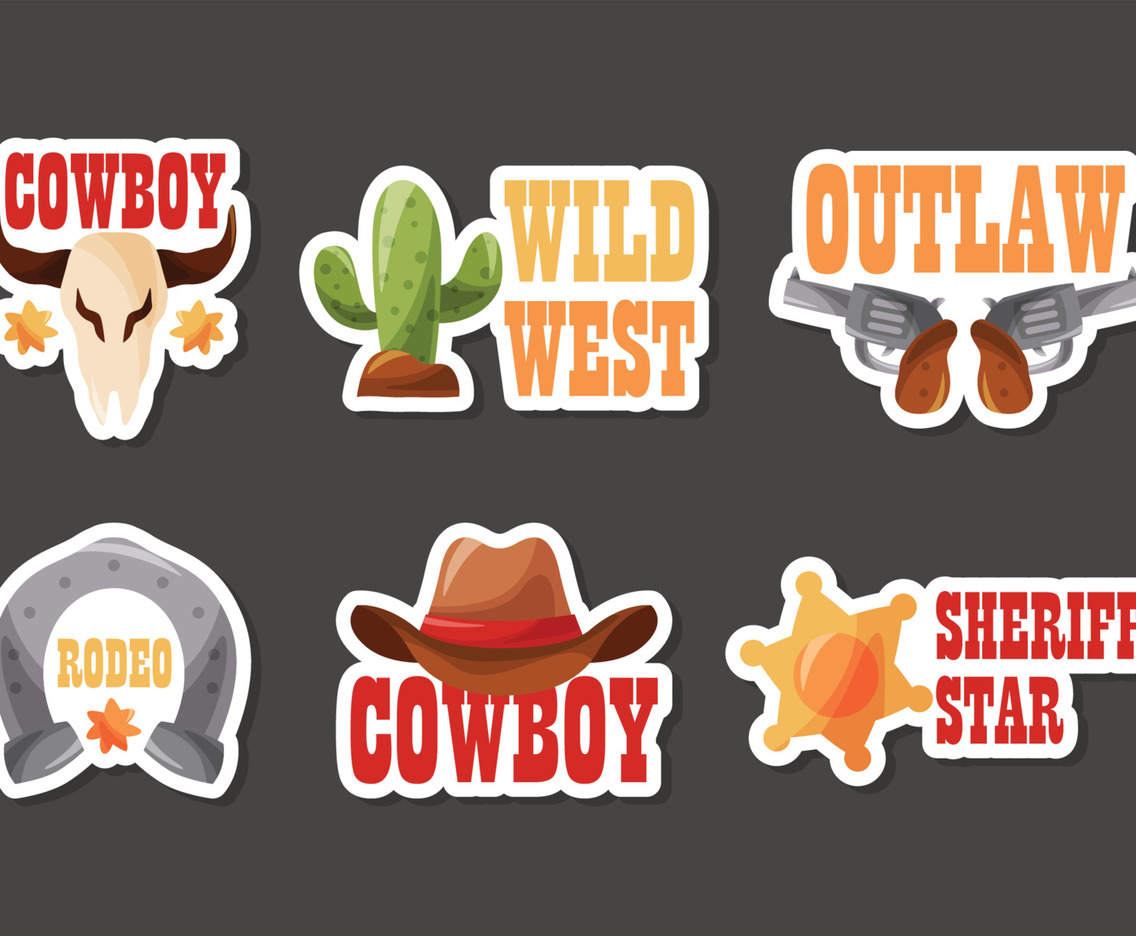 WIld West Cowboy Doodle Sticker Collection