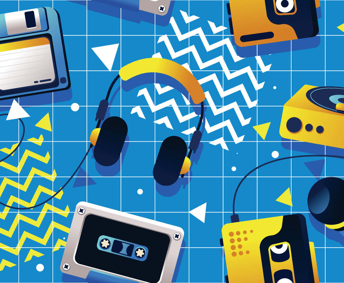 Retro 90s Seamless Pattern Background