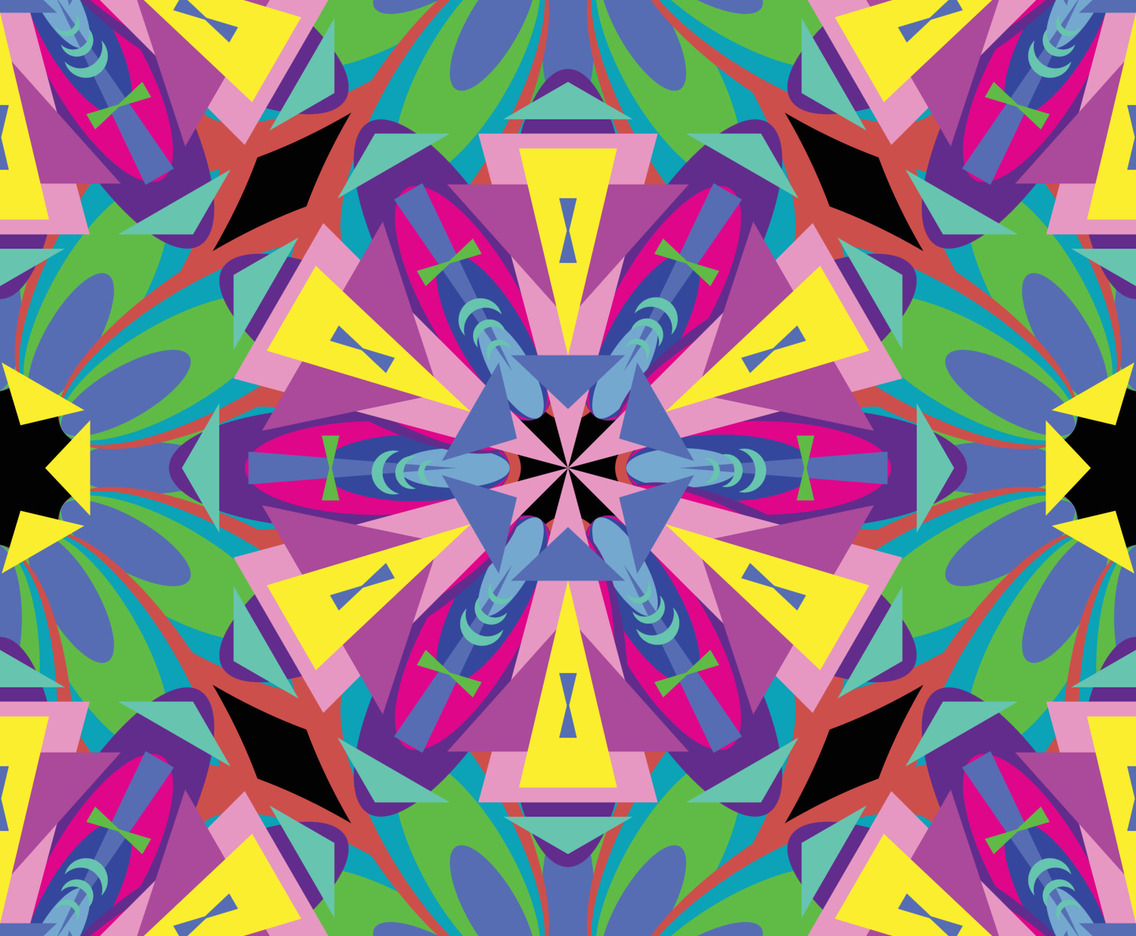 Fractal kaleidoscope Bright Neon Color Pattern Background