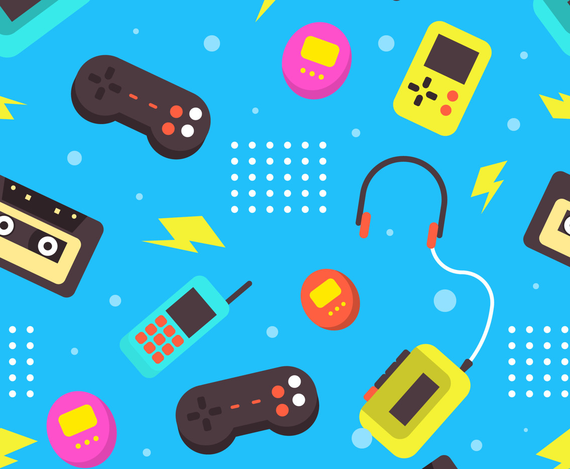 Retro Stuff 90s Seamless Pattern