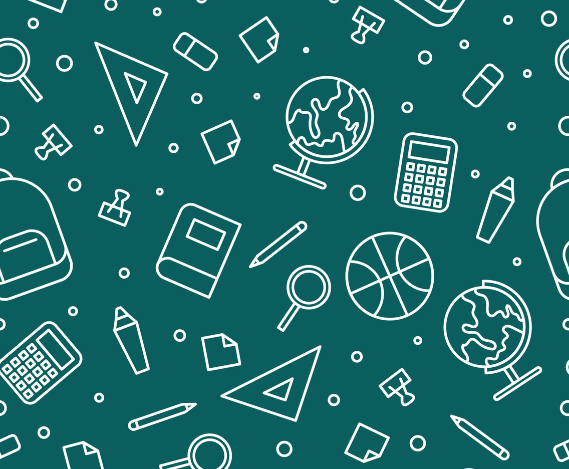 School Stuff Outline Seamless Pattern