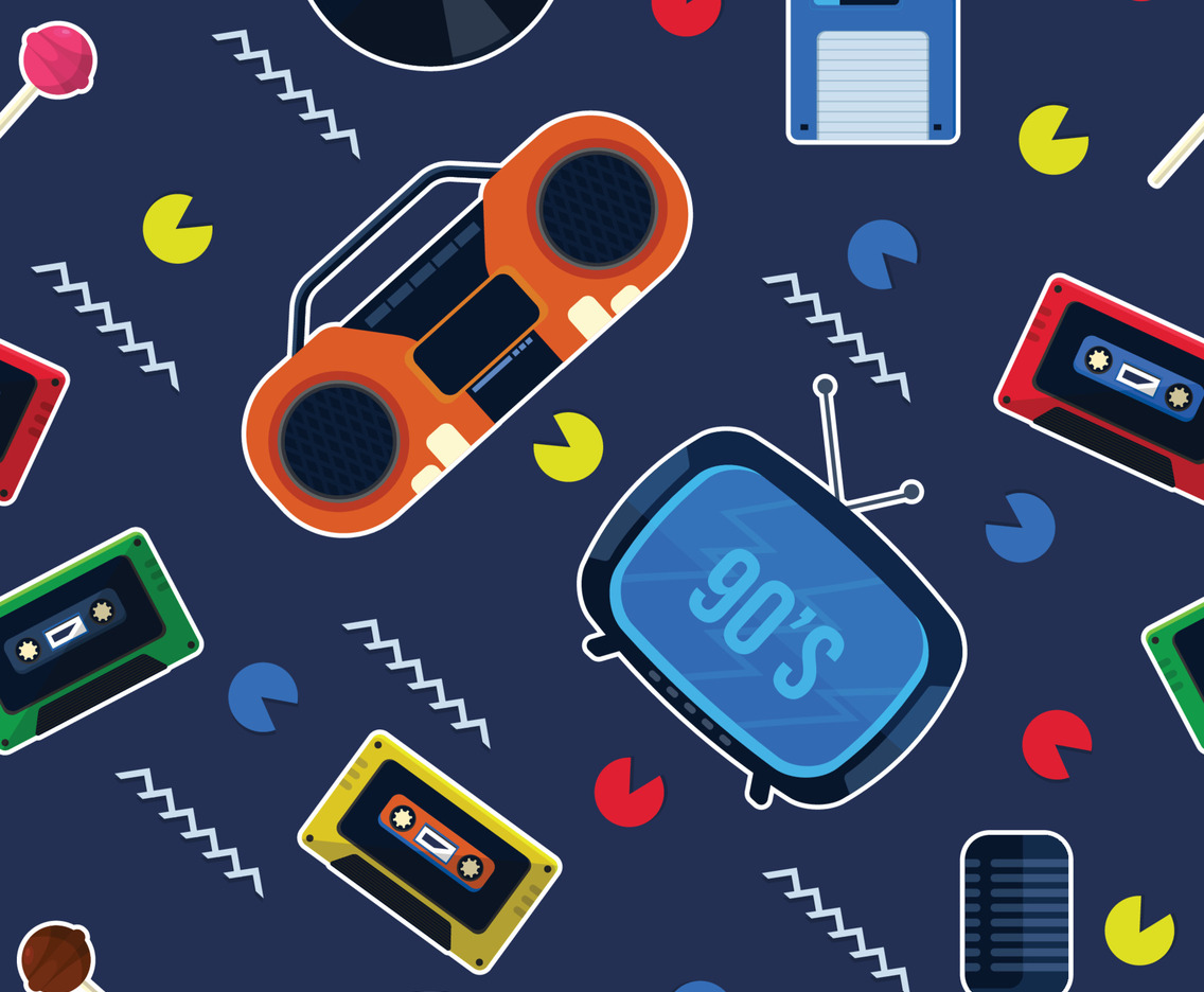 Retro 90s Elements Seamless Pattern