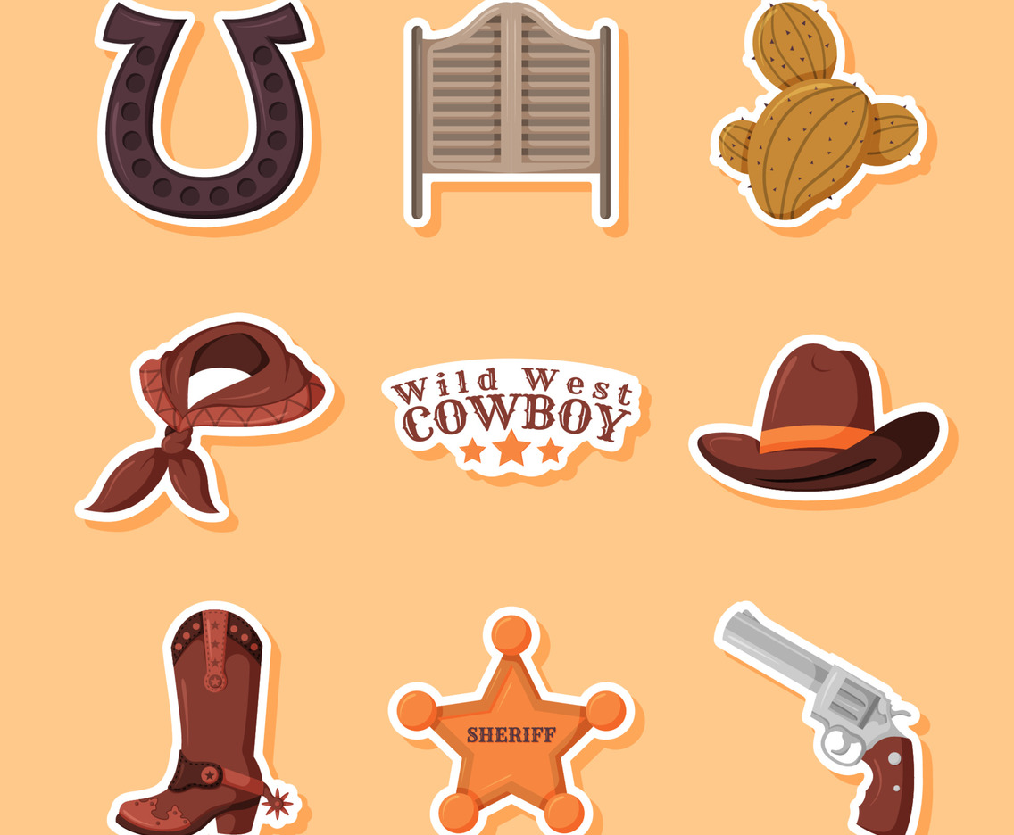Wild West Cowboy Sticker Collection
