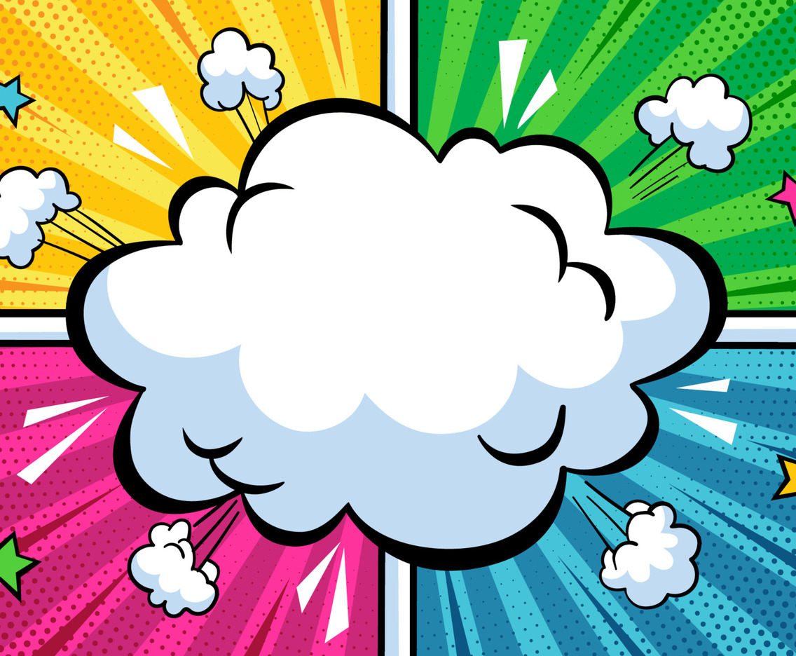 Clouds and Stars Pop Art Style Background