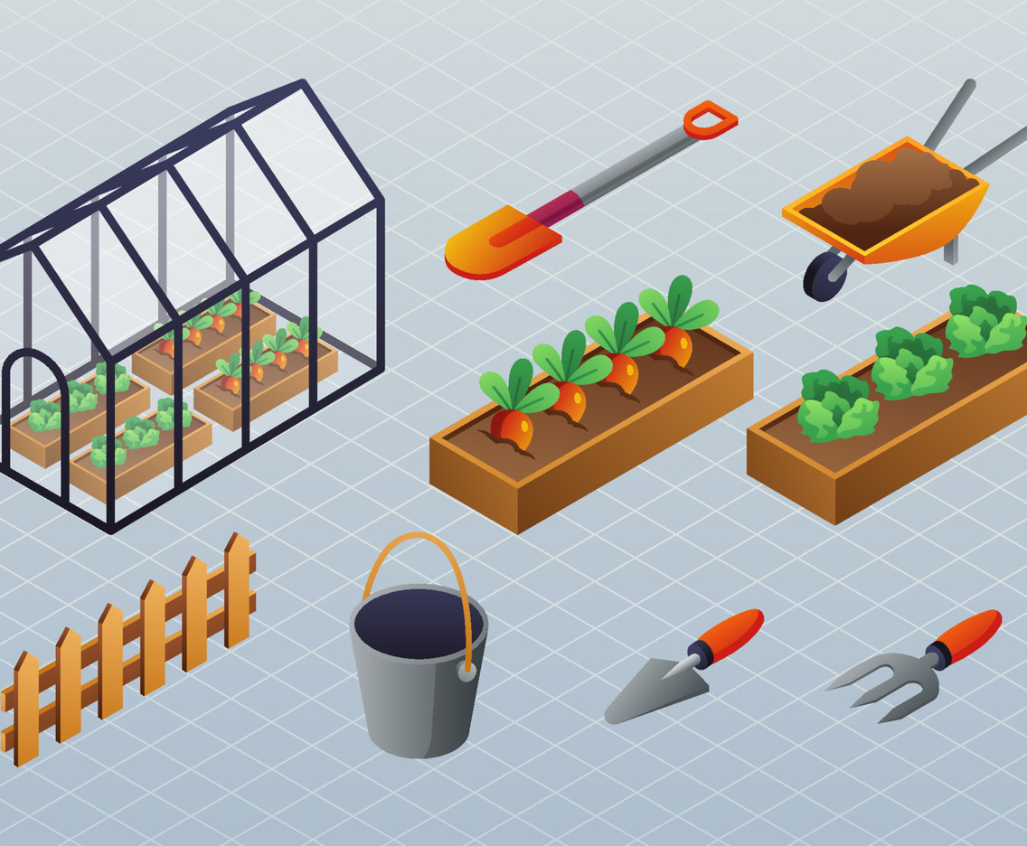 Gardening at Home Isometric Elements