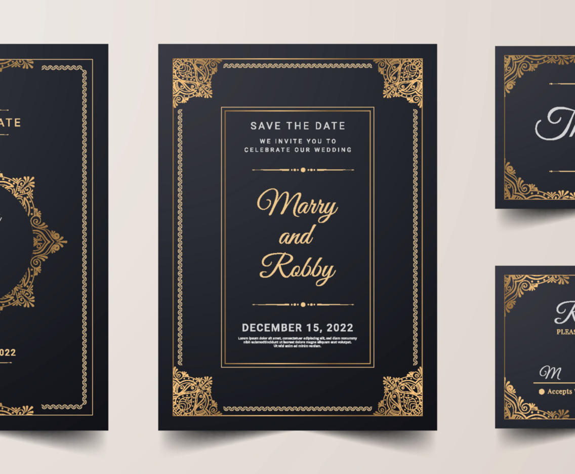 Mandala Wedding Invitation Design Set