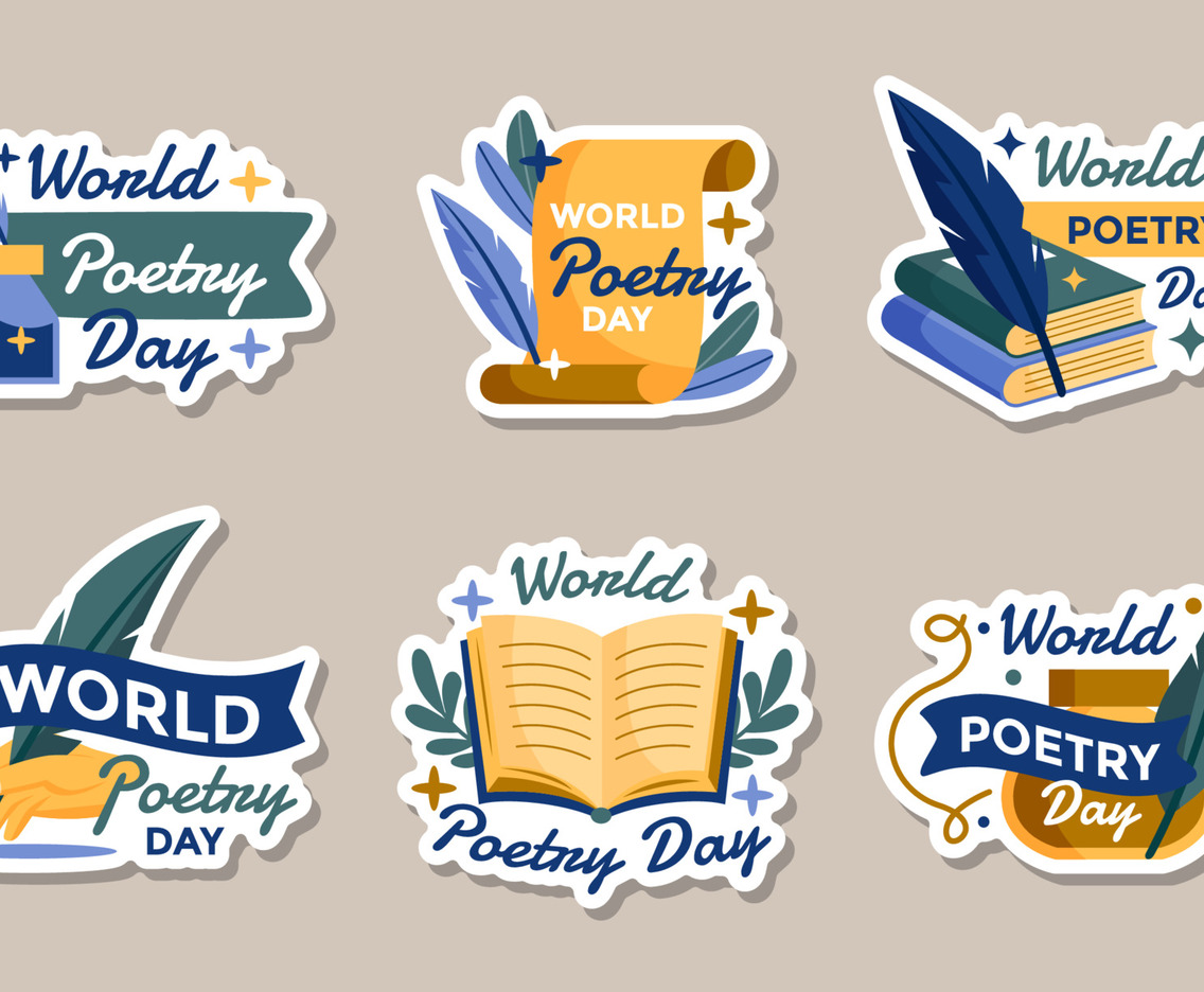 World Poetry Day Stickers Set