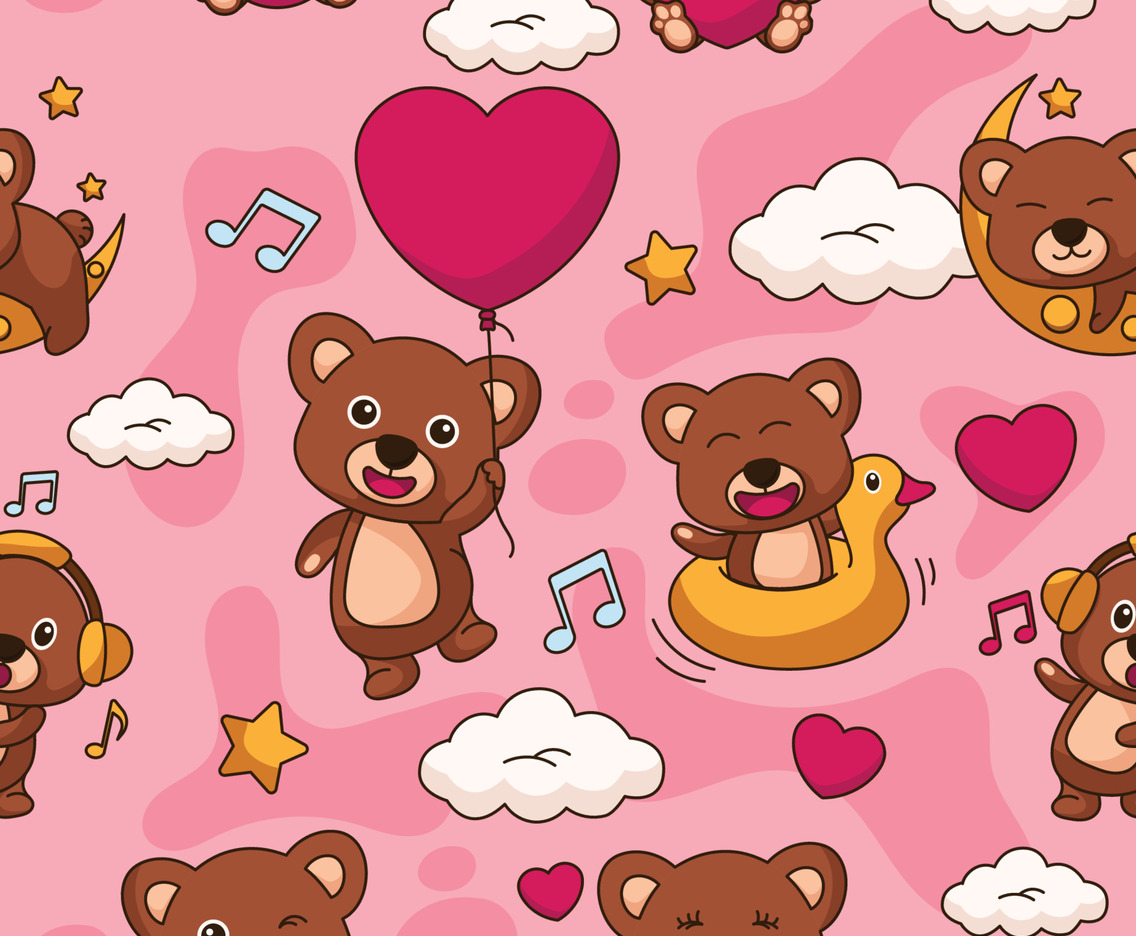 Seamless Cute Teddy Bear Pattern