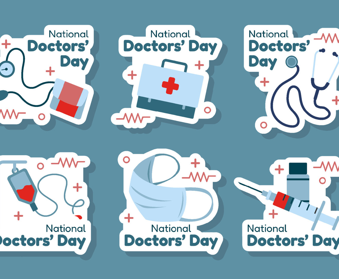 Flat Sticker National Doctors Day