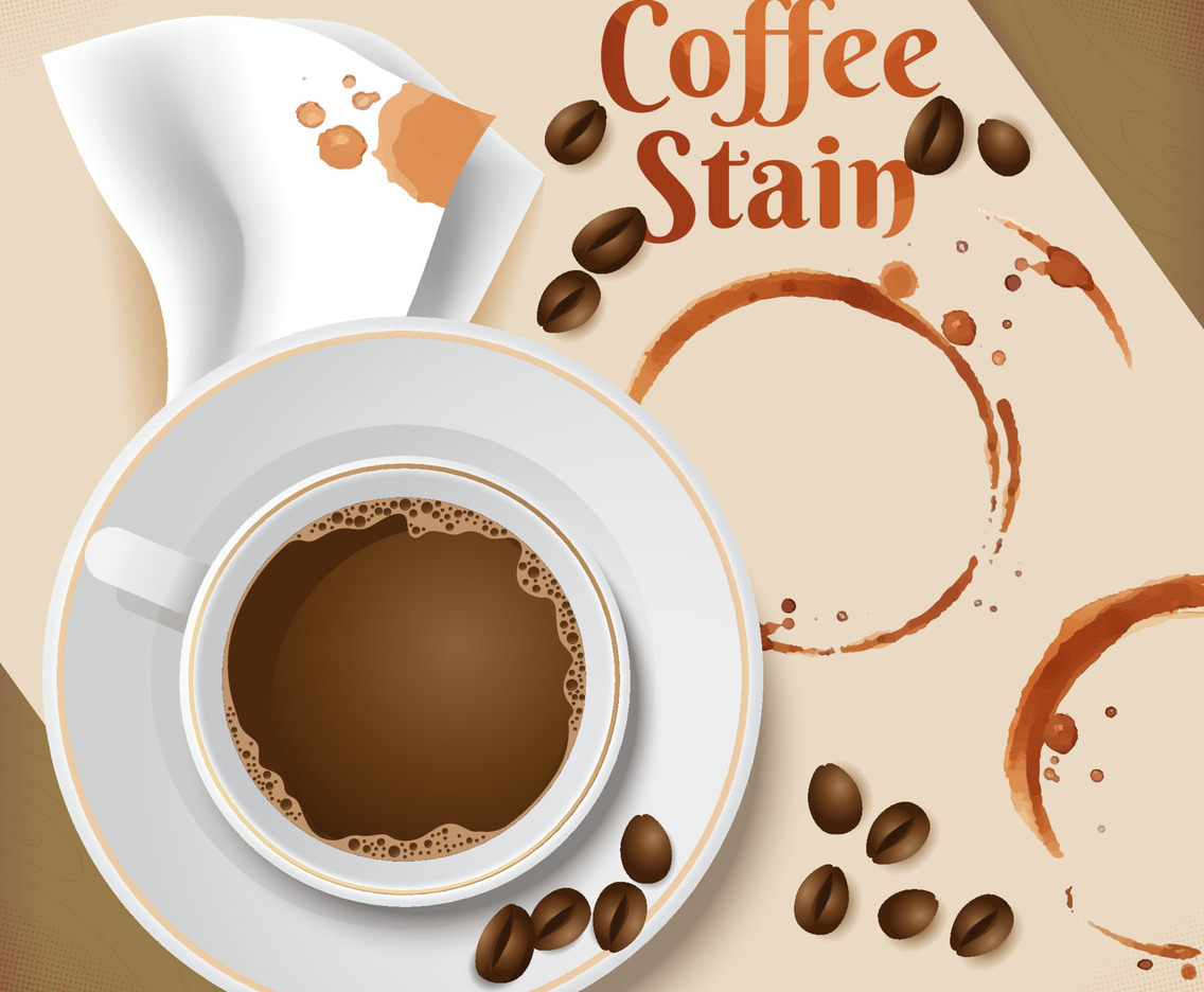 Coffee Stain And Coffee Beans On A Cup
