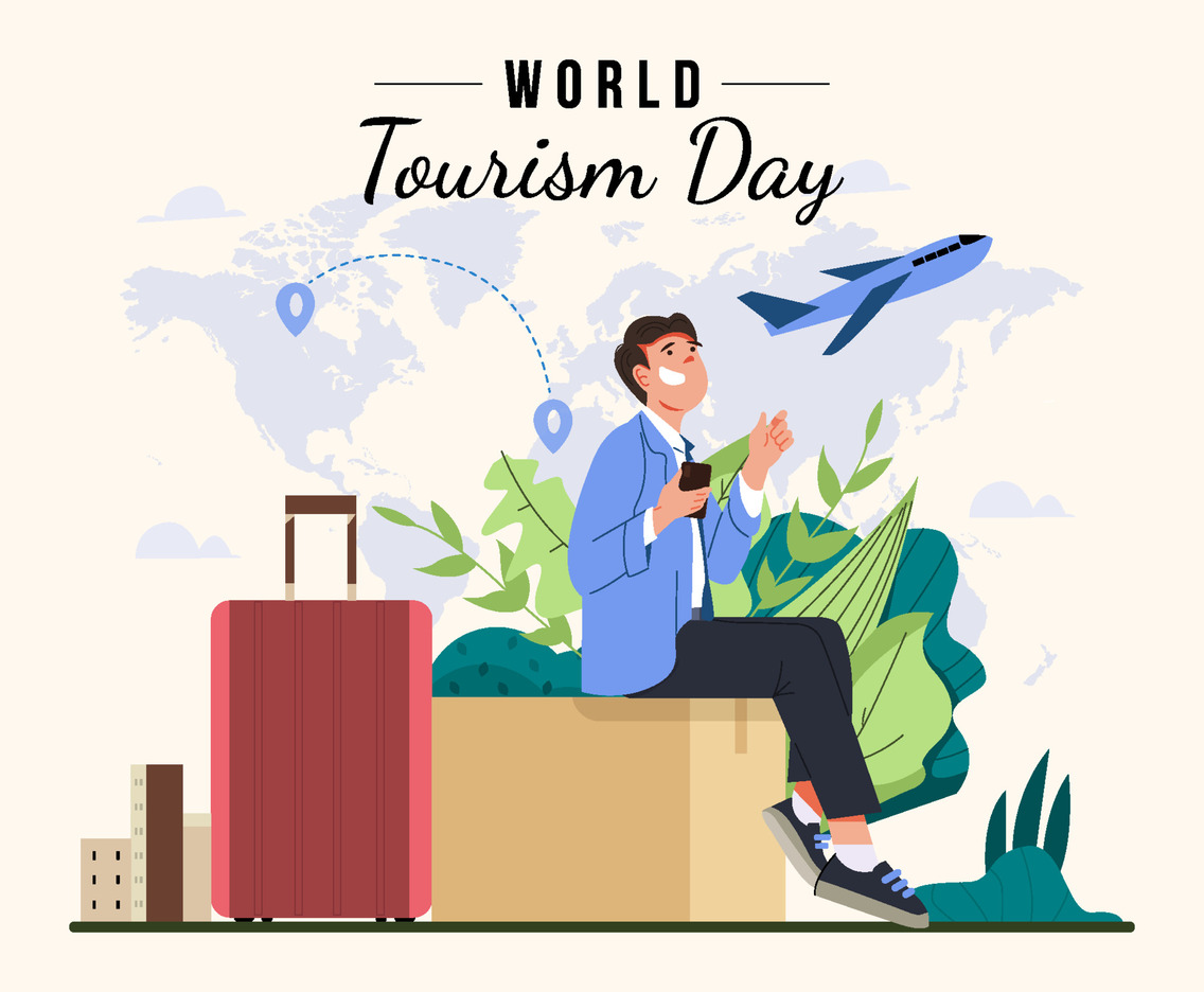 Man Fly Accross The World Concept