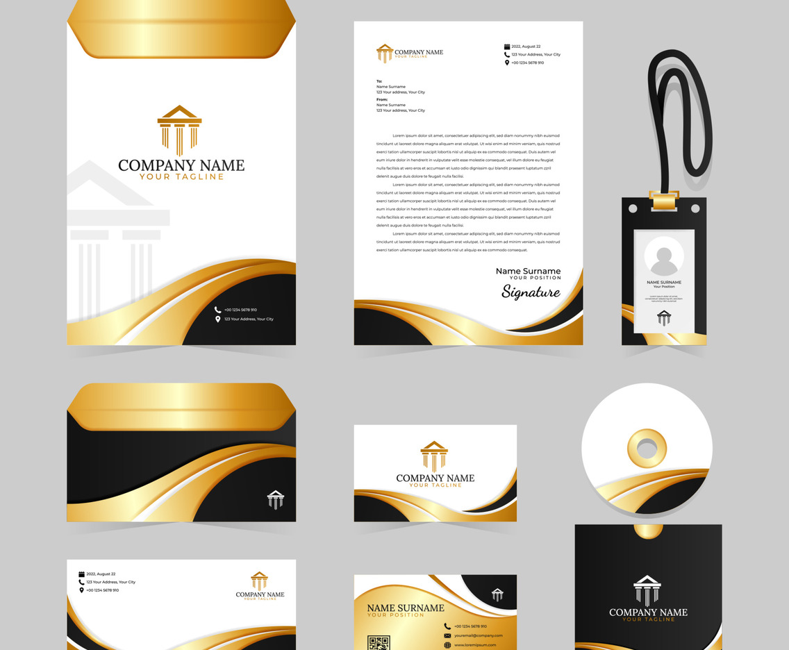 Creative White And Gold Business Kit