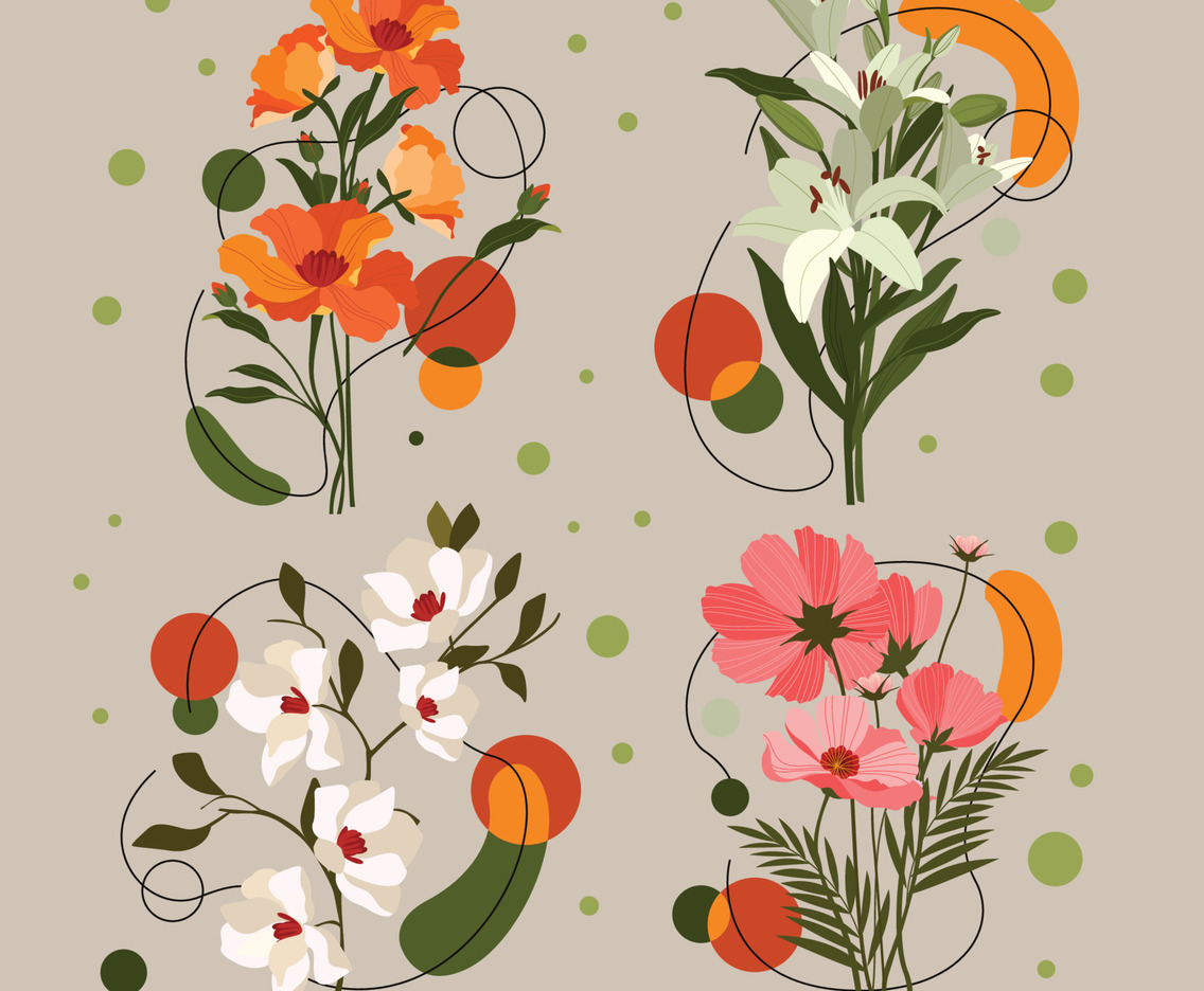 Beautiful Realistic Flowers Design