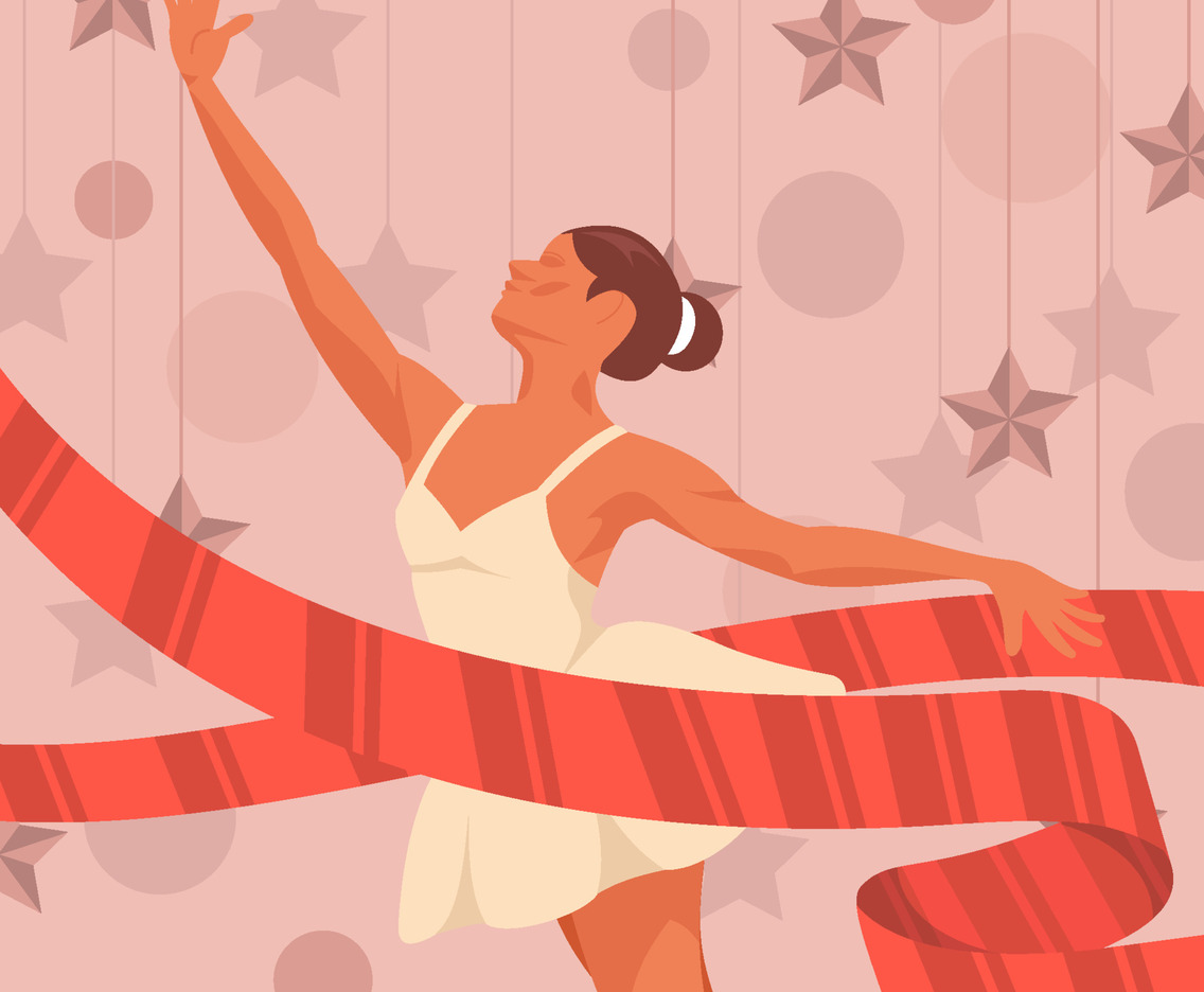 Ballerina Perform With Stars Background Concept