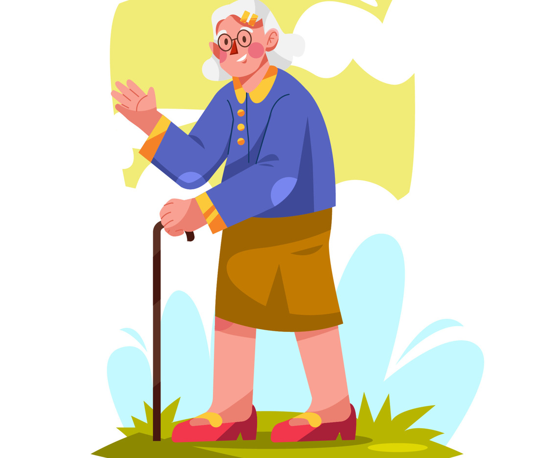 Grandma Character Saying Hello